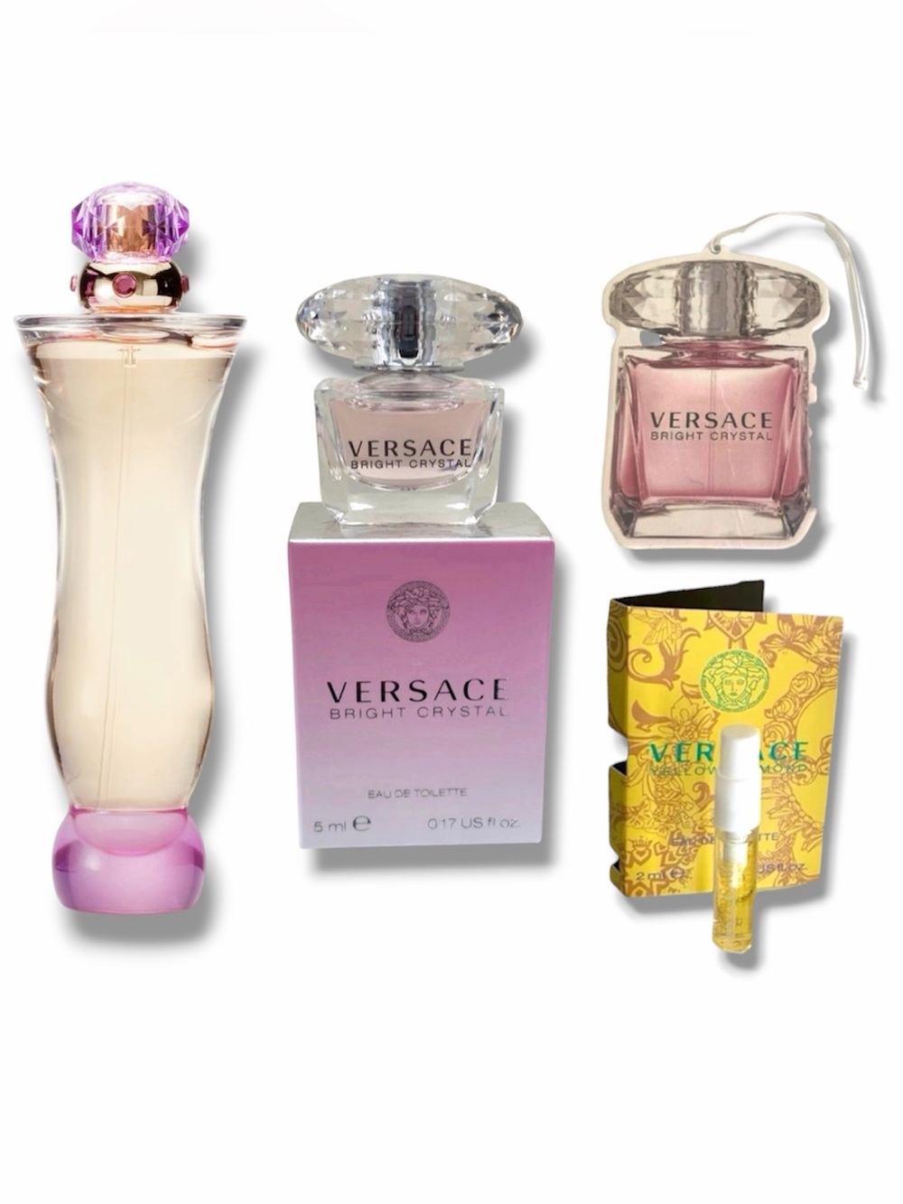 4 Versace EDP Set Versace Women Bright Crystal Car Air Freshener Yellow Diamond